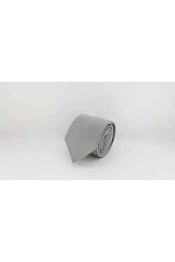 Le Voux Silver Gray Color Oxford Dobby Self Patterned Tie and Handkerchief