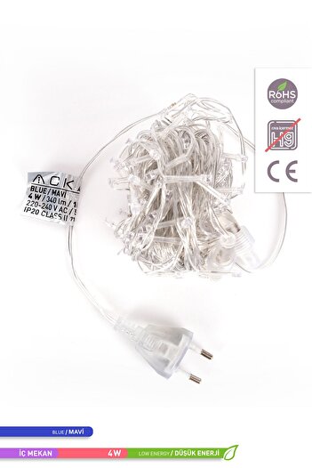 ACK 10 Metre Led Süsleme Işığı, Yılbaşı Ağaç Süsü 100 Ledli Eklenebilir Mavi Led Işık