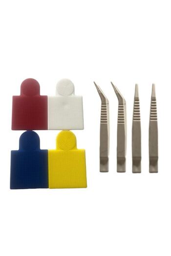 Hdg 4 Pieces Iron-On Bead Mold Plastic Bead Stringing Apparatus Tweezers 4 Pieces