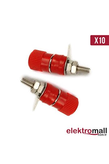 ELEKTROMALL 4mm Kırmızı Born Jack - 10 Adet