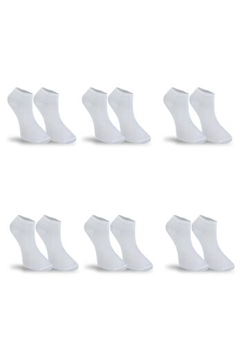 Line Smart 6 Pack Men's White Cotton Seasonal Breathable Booties Socks