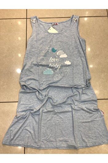 Anıl Women's Blue New Season Sports Pregnant Postpartum Nightgown 5509