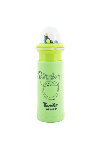 Coverzone 300 Ml Plastic Lid Flask with Globe Hanger Green