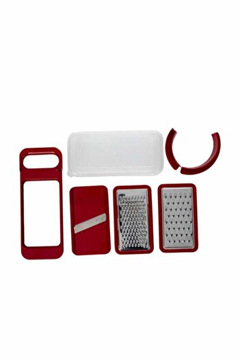 Galeri Kristal Red Multi-Purpose Grater with Storage Container 5 Piece Grater Set