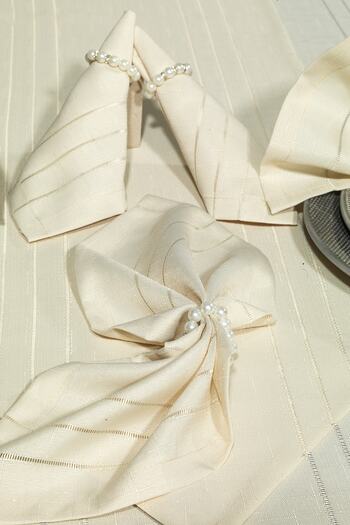 BİRHOME Luxury Colber Tablecloth Set for 12 Persons Colber (cream)