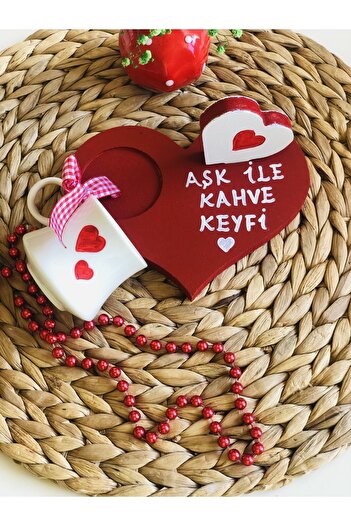 Den Tasarım Hediyelik Aşk Ile Kahve Keyfi Fincan Seti