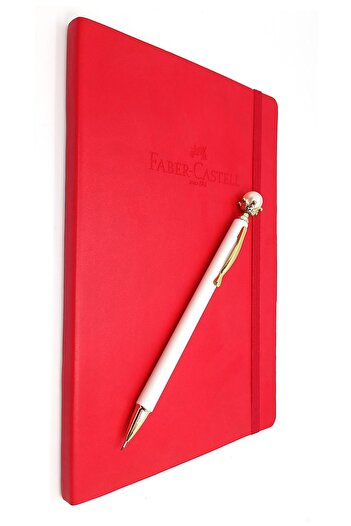 Faber Castell A5 синтетична кожа червен тетрадка с перлена универсална 0.7 писалка