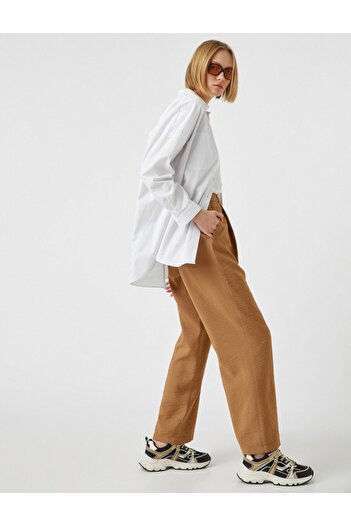 Koton Women&#39;s High Waist Wide Leg Trousers 2sak40084pw