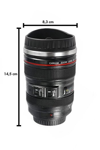 MUJGAN Objektif Görünümlü Lens Çelik Kupa Kahve + Çay Termosu