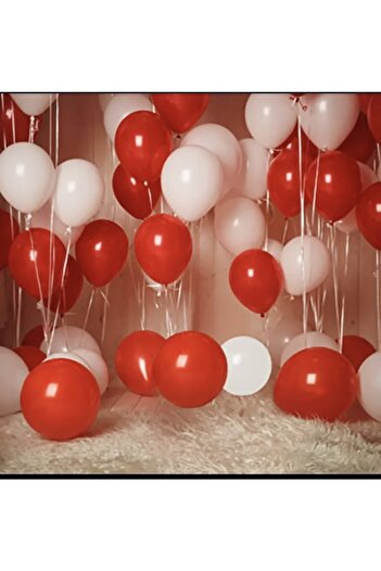 Deniz Party Store Pastel Red White Latex Balloon 25 Pieces