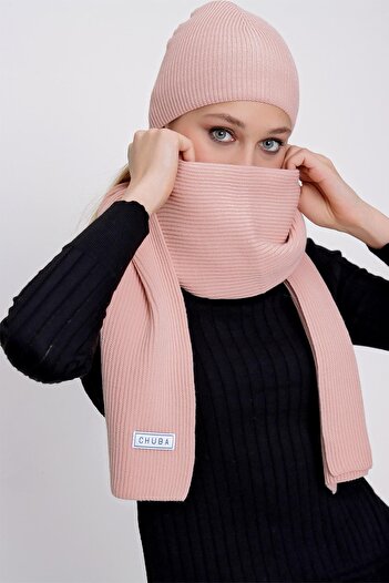 CHUBA Women's Thessaloniki Knitwear Scarf and Beret Set Powder 22wk270