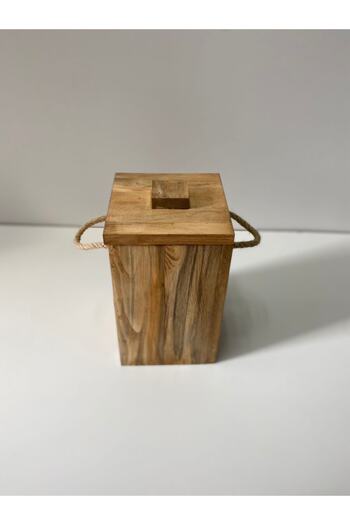 woodünya Wooden Dustbin With Rope Handle Small Size Wooden Bathroom Trash Can Kitchen Dustbin
