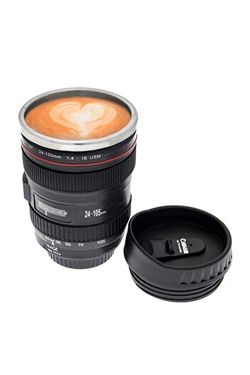 MUJGAN Objektif Görünümlü Lens Çelik Kupa Kahve + Çay Termosu