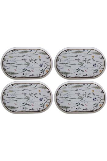 Porland Botanical Boat Plate 32cm Set of 4 04alm005058