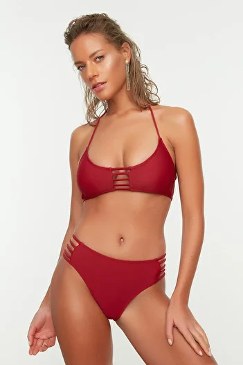 Trendyol Collection Claret Red Piping Detailed Bikini Set TBESS22BT0033
