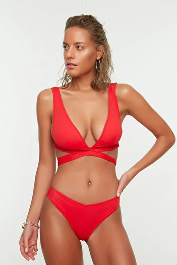 Trendyol Collection Piros normál lábú bikini alsó TBESS21BA0122