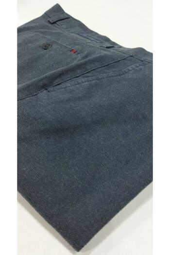 RATEKS Cotton Woven Patterned Large Size Blue Men's Trousers