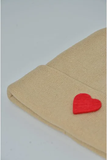 mottomia New Year/Valentine's Day Special Red Heart Figured Light Brown Color Unisex Beret