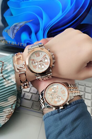 Tulpar Couple Wristwatch Metal Cord Analog Dear Watches in Special Box