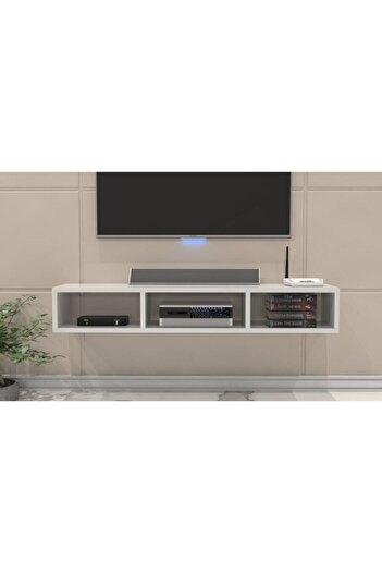 Egecan Mobilya Beyaz 130 Cm Modern Tv Ünitesi Televizyon Sehpası Askıda Tv Ünitesi