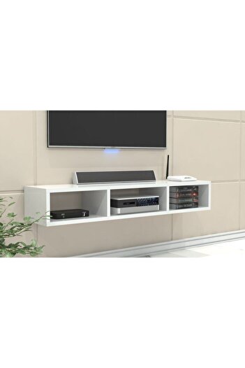 Egecan Mobilya Beyaz 130 Cm Modern Tv Ünitesi Televizyon Sehpası Askıda Tv Ünitesi