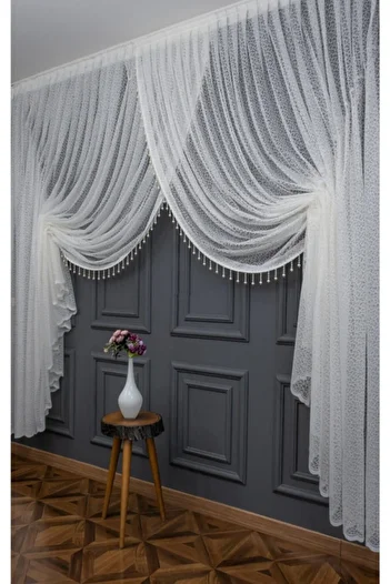 Esse Home Ice Broken Pattern Double-breasted Tulle Curtain (bead Included), 300x260cm, 1/4, 14esse00101