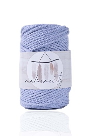 Makromecity 3 Twist Cotton Macrame Rope 3mm Three Twist Taranan Macrame Rope Rope 250 Gr Baby Blue