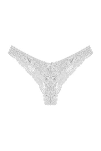 HNX White Full Lace High Waist Brazil Women's Thong Panties