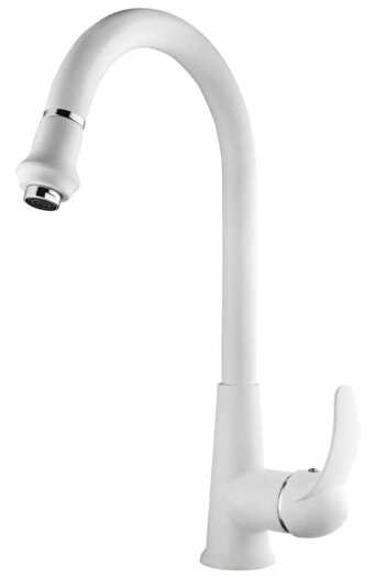 HMS White Spiral Mercury Kitchen Sink Faucet - Extending Spiral