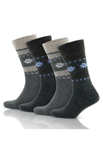 on my way Unisex Gray Anthracite Colored Natural Alpaca Wool Soft Wool Winter Socks 4 Pairs 3097
