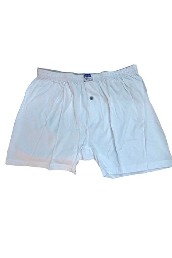 Berrak Men's White Color 12 Pack Buttoned Cotton Boxers 1099