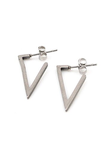 Solfera Triangle Shaped Stainless Silver Color Steel Unisex Earrings E786
