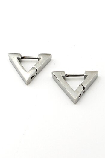 Solfera Triangle Shaped Silver Color Stainless Steel Men's Earrings E810