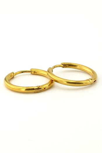 Solfera Yellow Colored Steel 18mm Wide Size Thin Hoop Men's Earrings E762