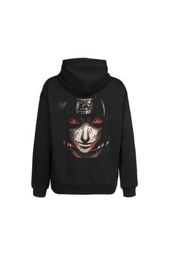 Orijin Tekstil Unisex Μαύρο φούτερ Naruto Itachi μπροστά και πίσω με στάμπα με κουκούλα