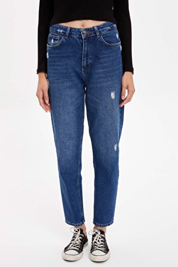 DeFacto Lina Washed Extra High Waist Mom Fit Jean Trousers