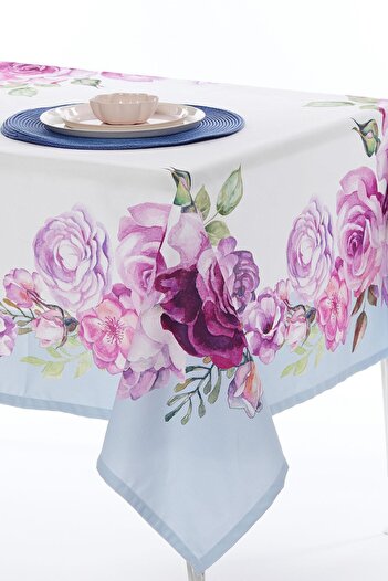 AYSHOME Flower Pattern Stain Resistant Woven Fabric Tablecloth 145x145 cm