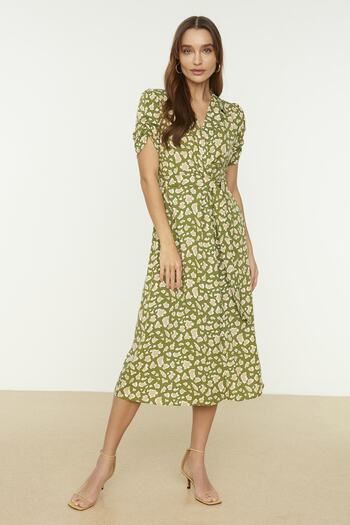Trendyol Collection Tarka öves mintás szőtt ruha TWOSS20EL1936
