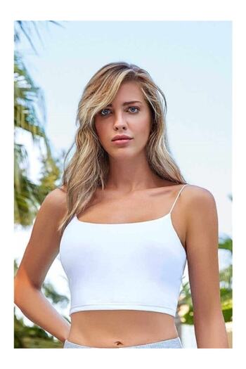 Berrak Black Thin Strap Women's Half Tank Top