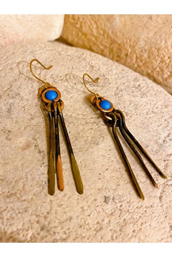 kapris concept Handmade Copper&Brass Antiallergic Antique Design Earrings Blue