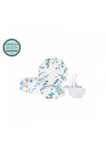 Karaca Bonita Blue 26 Pieces Porcelain Breakfast Serving Set for 6 Persons