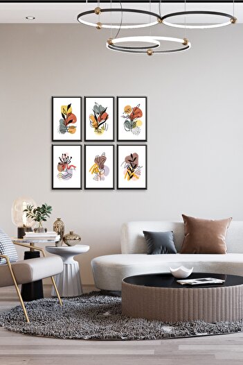 GİZEM SHOP Art Bohemian Style 6 Pieces Modern Wall Painting High Resolution Uv Printing Technique 30X20