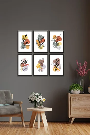 GİZEM SHOP Art Bohemian Style 6 Pieces Modern Wall Painting High Resolution Uv Printing Technique 30X20
