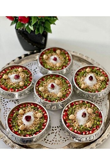 BAKIR Carved Embroidered Snack Bowl Set of 6 - 11 Cm