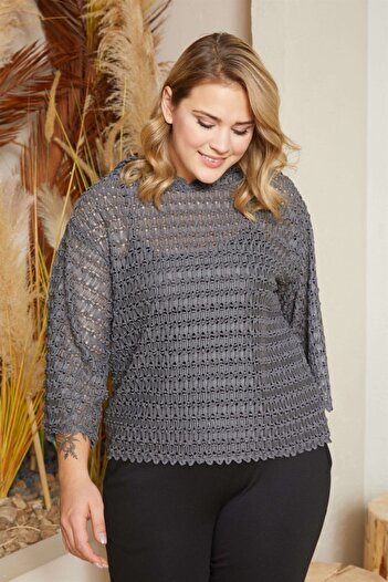 Seamoda Hooded Jacquard Mesh Sweat-grey