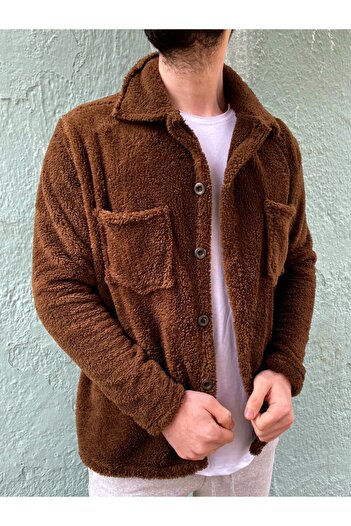 İnsane Minds Unisex Regular Fit Pocket Detailed Buttoned Plush Jacket