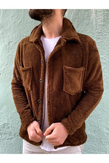 İnsane Minds Unisex Regular Fit Pocket Detailed Buttoned Plush Jacket