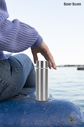 SEDEF SİLVER 304 Stainless Steel Double Layer 150 Ml Pocket Type Mini Small Thermos 523