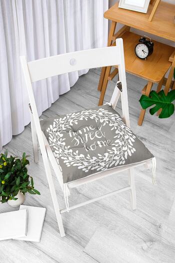 Realhomes Home Sweet Home Digital Printed Fluffy Square Chair Cushion