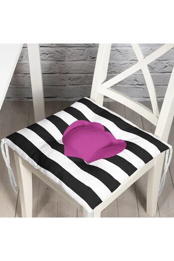 Realhomes Heart Patterned Digital Printed Fluffy Square Chair Cushion